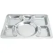 Omcan USA 80776 6-Compartment Stainless Steel Mess Tray, Food Service Tray, Polished 1 image