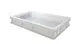Omcan USA 81142 Tray – 23.6" x 15.7" x 3.93" White Polypropylene Box, Solid Base & Perforated Sides 1 image