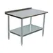 Serv-Ware T2460CWP-4-T-V 60" Open Base Work Table with Undershelf, 2" Backsplash / 18 Gauge Top 1 image