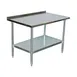 Serv-Ware T3036CWP-4-T-V 36" Open Base Work Table with Undershelf, 2" Backsplash / 18 Gauge Top 1 image