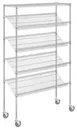 Hubert 156240 Kratos Wire Mobile Merchandising Rack, 60"W x 24"D x 74"H, 5 Shelves, 4" Slanted, Chrome Finish, NSF 1 image