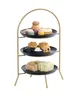 Cal-Mil 977-10-90 Tiered Display Stand – 3‑Tier Round, 11.75" x 11.75" x 20" Matte Gold Metal Base 1 image