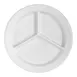 Carlisle 4351602 - 9" White Melamine 3‑Compartment Plate, Rim & Foot, Dishwasher Safe, BPA‑Free, NSF 2 image