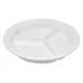 Carlisle 4351602 - 9" White Melamine 3‑Compartment Plate, Rim & Foot, Dishwasher Safe, BPA‑Free, NSF 1 image