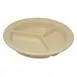 Carlisle 4351625 Dallas Ware® Compartment Plate, 9" Tan Melamine, 3‑Compartment, Rim, BPA‑Free 1 image