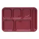 Carlisle 4398885 6-Compartment Tray, 14-1/2" x 10", Cranberry Melamine, NSF, Dishwasher Safe 2 image