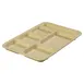 Carlisle 614R25 Right-Hand 6-Compartment Tray, 14-3/8" x 10" Tan ABS Plastic, NSF, Dishwasher Safe 1 image