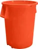 Carlisle 84105524 Bronco™ 55‑Gallon Round Trash Bin, 33" H x 26‑1/2" Dia., Orange, NSF - 1/Each 1 image