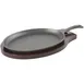 Concasse MCACCCOM06 Oval Cast Iron Server, 15" x 8" x 1-3/5" with Wooden Base - 1/Each 1 image