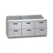 Delfield D4472NP-30M 72" 3-Section Mega Top Sandwich and Salad Prep Table, 30 Pans, 6 Drawers 1 image
