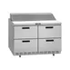 Delfield STD4448NP-12M 48" 2-Section Mega Top Sandwich and Salad Prep Table, 4 Drawers, 12 Pans, Stainless Steel 1 image