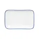 Mikasa 5256510 China Plate, Rectangular Coupe, 9"L x 5-1/5"W, Porcelain, White with Blue Band 1 image