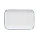 Mikasa 5256512 China Plate, Rectangular Coupe, 14"L x 8-1/2"W, Porcelain, White with Blue Band 1 image
