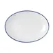 Mikasa 5256519 Bistro Entree, Oval Coupe Rim, 14" L x 10-1/16" W, White with Blue Band Porcelain 1 image