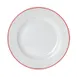Mikasa 5260279 China Plate, 7" Dia., Round, Wide Rim, White with Red Band, Vitrified Porcelain 1 image