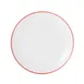 Mikasa 5260284 China Plate, 8" Dia., Round, Coupe Rim, White with Red Band, Vitrified Porcelain 1 image