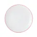 Mikasa 5260286 China Plate, 10" Dia., Round, Coupe Rim, Vitrified Porcelain, White with Red Band 1 image
