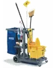 Carlisle JC1945S23 Platform Janitorial Cart with 3 Shelves, 17"L Bucket Platform, 23-Gal Waste Container, 25-Gal Nylon Bag, 3" Non-Marking Casters, 8" Rear Wheels, Polyethylene, Gray 1 image