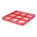 Carlisle RE9C05 OptiClean Divided Glass Rack Extender, Full-Size 9-Compartment (5-13/16" x 5-13/16"), Red Textured Polypropylene with Four-Way Tracking 1 image