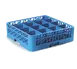 Carlisle RG16-114 OptiClean™ 16-Compartment Blue Glass Rack, 4-7/16" x 4-7/16", Polypropylene, Textured Finish, Double-Wall, NSF, Holds Glasses Up to 4-3/16" Diameter, Quick-Drain, Positive Stacking, Four-Way Tracking, Comfort Curve Handles 1 image