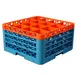 Carlisle RG16-4C412 OptiClean Dishwasher Glass Rack, 16‑Compartment, Orange/Blue, Quick‑Drain, NSF Certified 1 image