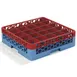 Carlisle RG25-1C410 OptiClean™ Full‑Size Glass Rack, 25 Compartments (3½" x 3½"), Red/Blue Polypropylene, NSF 1 image