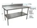 BK Resources CVTR5-6024 60" Open Base Work Table with Undershelf, 5" Backsplash / 16 Gauge Top 3 image