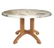 Grosfillex UT380815 Atlanta Outdoor Table, 42" Dia. x 28-2/5"H Round Molded Melamine Top with Balcony Pedestal Base, Umbrella Hole, UV Resistant Resin, Textured Wood Grain Satin Finish - Almeria Made in France 1 image