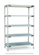 Metro 5X577GX3 MetroMax® i Starter Polymer Shelving Unit, 72"W x 24"D x 74"H, 750 lb per Shelf, 2000 lb Unit Capacity, 5 Open Grid Polymer Shelves with 304 Stainless Steel Corners, Removable Mats, 4 Posts, Microban Antimicrobial, NSF 1 image