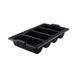 CAC China BTCB-4P Cutlery Bin / Flatware Holder, 4-Compartment Polypropylene Black Utensil Organizer 1 image