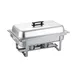 CAC China CAFR-101 Modish 8 Qt Rectangular Chafing Dish, Stainless Steel, Frame, Lid Hooks - Set 1 image