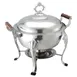 CAC China CAFR-303 Chafing Dish, 6 qt Stainless Steel, Decorative Lid, Wood Handles, Legs - Set 1 image