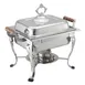 CAC China CAFR-307 Chafing Dish, 4 qt Square, Stainless Steel, Wood Handles, Lift‑Off Lid - Set 1 image