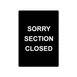 CAC China CCSN-CS4 Stanchion Sign, Double-Sided “Sorry Section Closed" White-On-Black Crowd Control 1 image