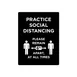 CAC China CCSN-DT6 Stanchion Sign - Double-Sided “Practice Social Distancing", White on Black- 1/Case 1 image