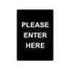 CAC China CCSN-ET1 Stanchion Sign, Double-Sided “Please Enter Here" Sign, White-On-Black Finish 1 image