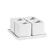 CAC China DT-SQ5 Square Bowl Set, 4 Porcelain Bowls 2" Dia x 2.5" H, Tray, Dishwasher Safe - Set 1 image
