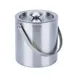 CAC China ICBS-66 Stainless Steel Ice Bucket, 66 oz., Double-Wall, Handled, with Cover, Silver 1 image