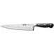 CAC China KFCC-G81 Chef Knife, 8" Granton Edge, Forged Tang, High-Carbon Steel, Black Handle 1 image