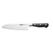 CAC China KFST-G71 Santoku Knife - 7-1/4" High-Carbon Steel Blade, Ice-Tempered, Black Handle 1 image