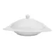 CAC China KSE-208 Square 8" Pasta Bowl with Cover, 10 oz Super White Porcelain, Oven Safe - Set 1 image