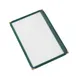 CAC China MCP1-58GN Menu Cover, 1-Pocket Vinyl, 8-1/2" x 5-1/2" Clear View, Brass Corners, Green Trim 1 image