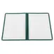 CAC China MCP2-911GN Menu Cover, 2-Pocket Booklet, 8-1/2" x 11" Insert, View, Brass Corners, Trim 1 image