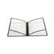 CAC China MCP4-911BK Menu Cover - 4-Pocket Vinyl, 8½" x 11", Black Trim, Brass Corners, Clear View 1 image
