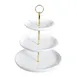 CAC China PTE-C3 - 3‑Tier Round Porcelain Tray, 10" Base, 13¾" H, Super White, Dishwasher Safe - Set 1 image