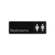 CAC China SCE3-RM24 Compliance Sign, 9" x 3"H, English, Restrooms, Heavy-Duty Plastic, Black 1 image