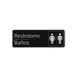 CAC China SCS3-RR07 Compliance Sign, 9" x 3"H, English/Spanish, Restrooms, Heavy-Duty Plastic, Black 1 image