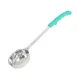 CAC China SPCT-4GN Portion Control Spoon, 4 oz, Solid, Green Handle, Stainless Steel 1 image