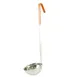 CAC China SSLD-80OR Ladle, 8 oz, 14-7/8"L, One-Piece, Orange Handle, Stainless Steel 1 image