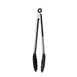 CAC China STSH-12 Tongs, 12" W, Stainless Steel with Silicone Head, Black/Cherry Handle 1 image